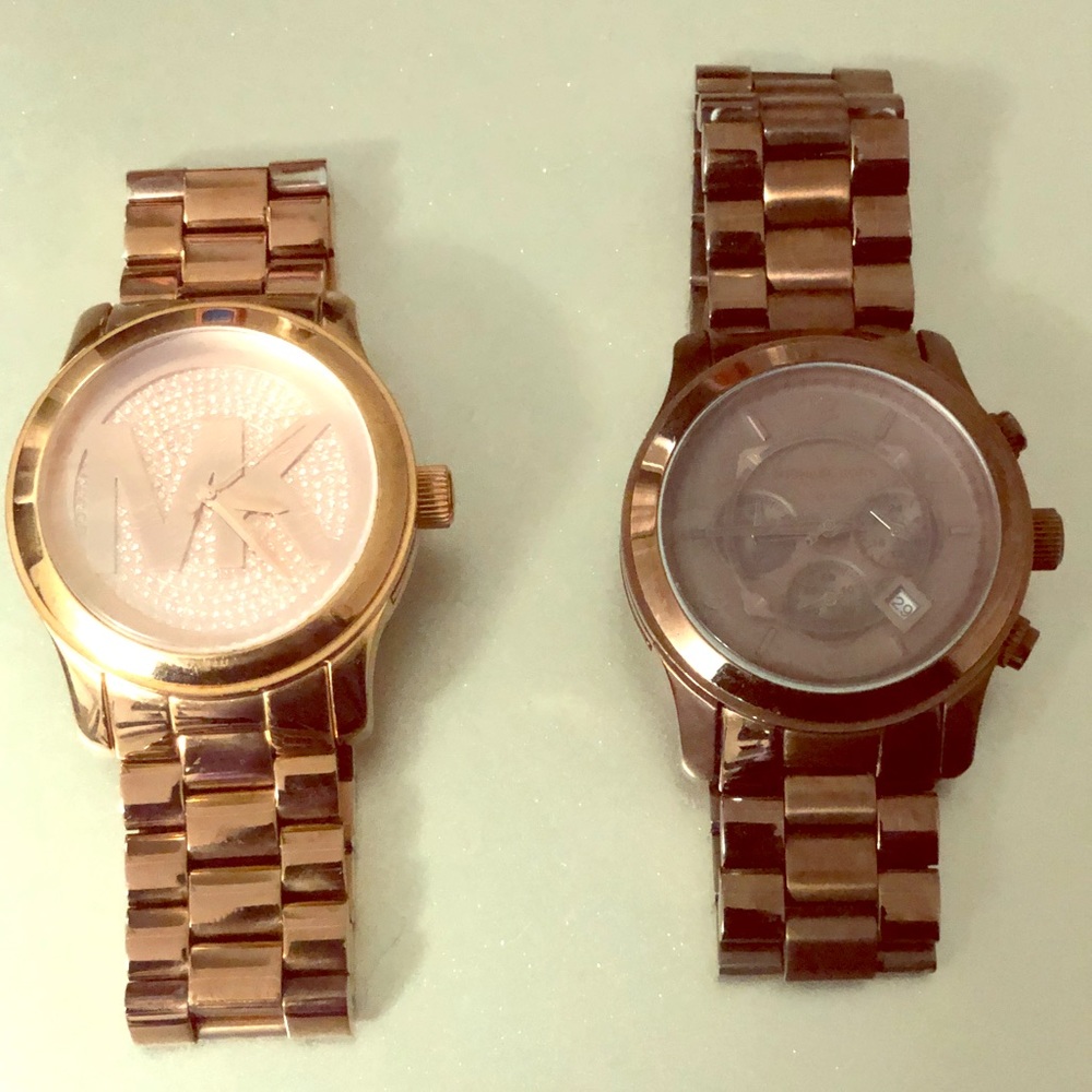 2 Michael Kors Watchs one diamonds & one Chocolate